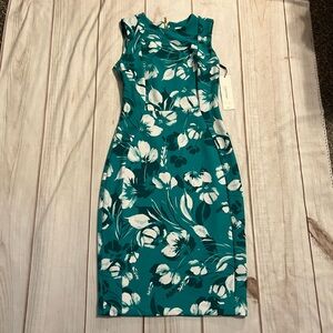 Calvin Klein Scuba Crepe Sleeveless Princess Seam Sheath Dress Jungle Multi Sz 2